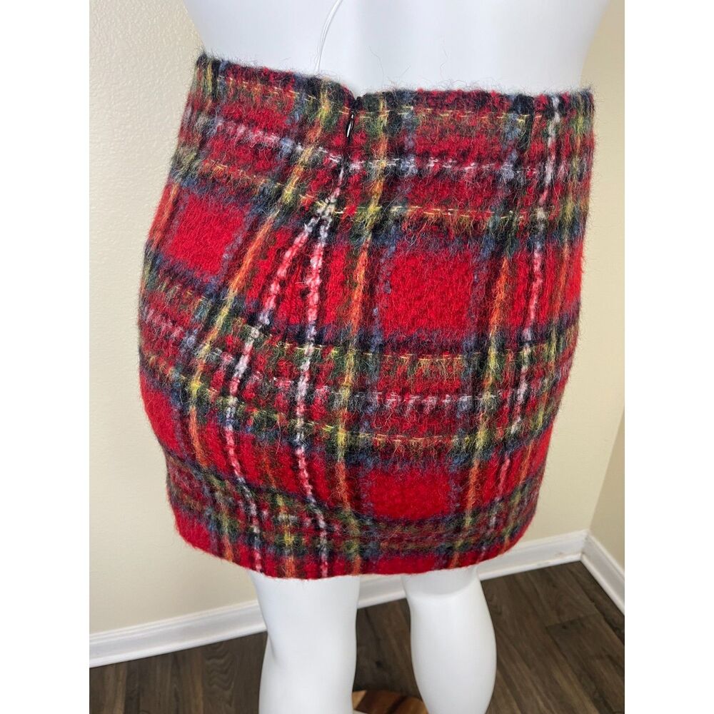 Lauren Ralph Lauren Women Size 10 Red Plaid Mohair Pencil Mini Skirt Preppy NEW - Picture 14 of 16